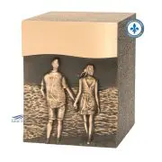 Bronze double urn with couple