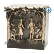 Bronze double urn with couple