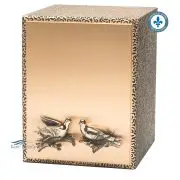 Urne double avec une paire de colombes posées sur une branche