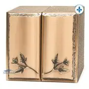 Urne double en bronze, motif pages de livre