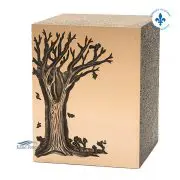 Urne double avec façade de bronze à motif de chêne