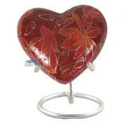 Red and orange cloisonné heart miniature urn