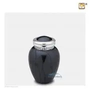 Dark grey-blue brass miniature urn with pearlescent finish