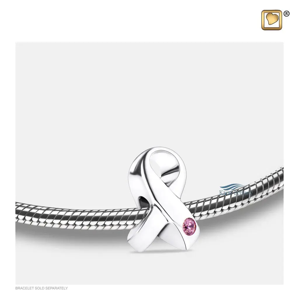 Ribbon bead for ashes in sterling silver