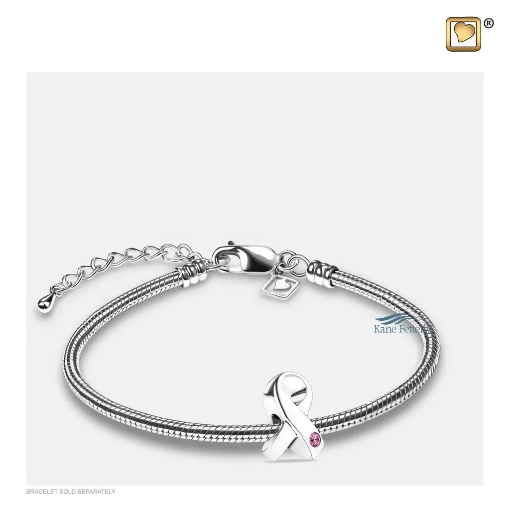 Breloque pour cendres ruban illustrée avec bracelet