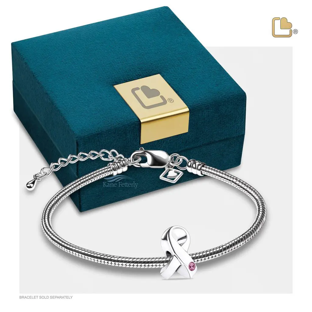 Breloque pour cendres ruban illustrée avec coffret â bijoux