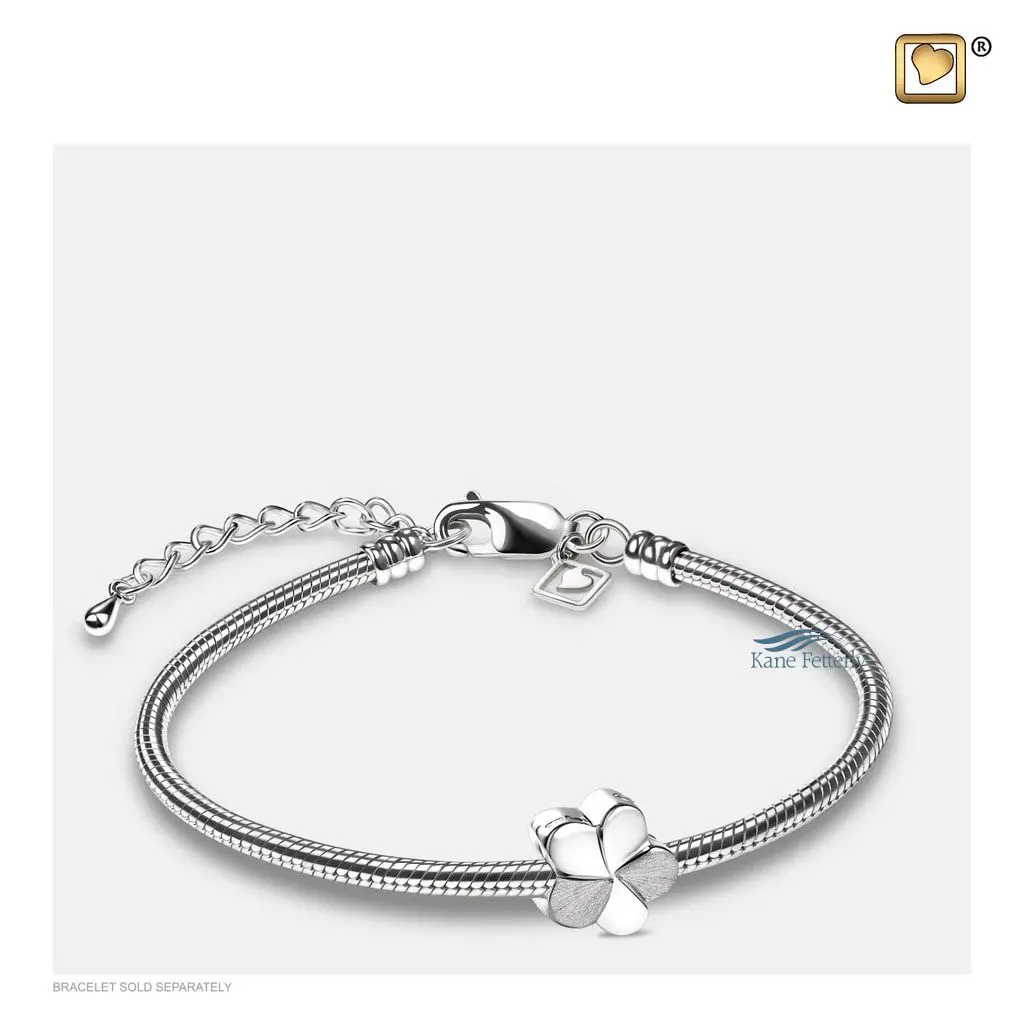 Flower charm in sterling silver (shown with bracelet)