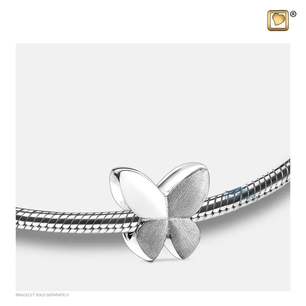 Butterfly bead for ashes in sterling silver