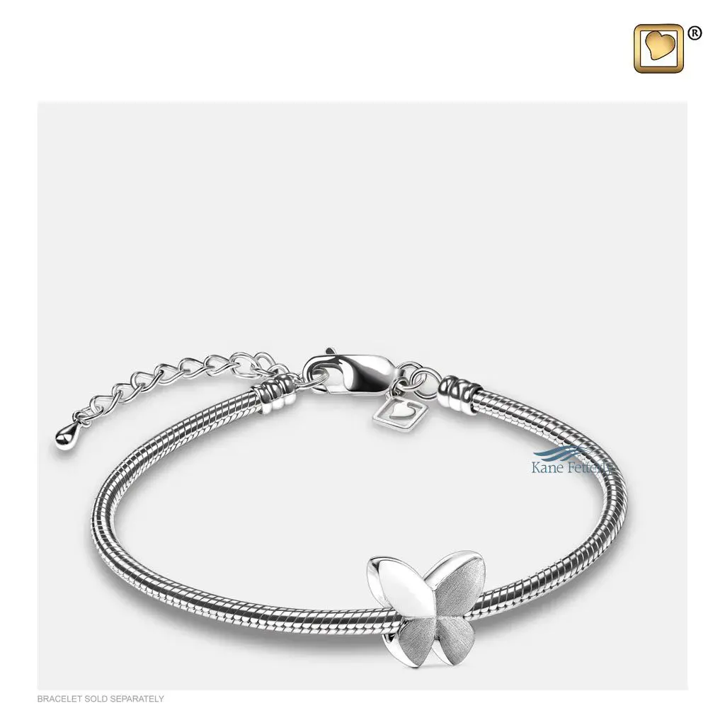 Breloque pour cendres en argent sterling illustrée avec bracelet