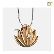 Pendentif pour cendres en forme de fleur de lotus doté de cristal