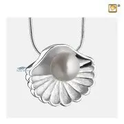 Pendentif cinéraire en forme de coquille avec perle