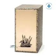 Urne en zinc, façade de bronze et ornement canard en bronze