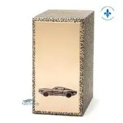 Urne en zinc, façade de bronze. Ornement en bronze auto