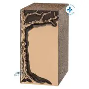 Urne en zinc, façade de bronze, motif chêne