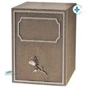 Urne double en zinc ornée d'ornement rose en bronze