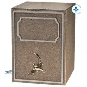 Urne double en zinc ornée d'ornement colombe en bronze.