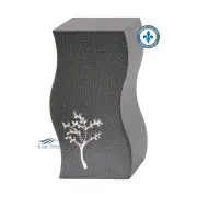 Urne avec ornement d'arbre argenté