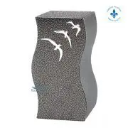 Urne en zinc, couleur gris-noir, à motif d'oiseaux en vol