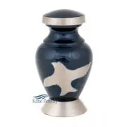U86350K Brass miniature urn with doves