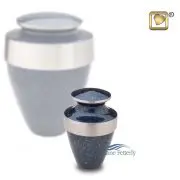 Urne miniature en laiton bleu et argent