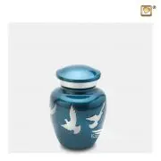 Brass miniature urn with doves