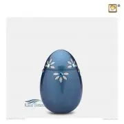 Urne miniature ovale ornéee de cristaux de Swarovski, avec une finition azur brillante