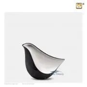 Bird brass miniature urn with midnight and brushed pewter finish