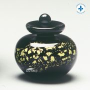 Black and gold glass miniature urn