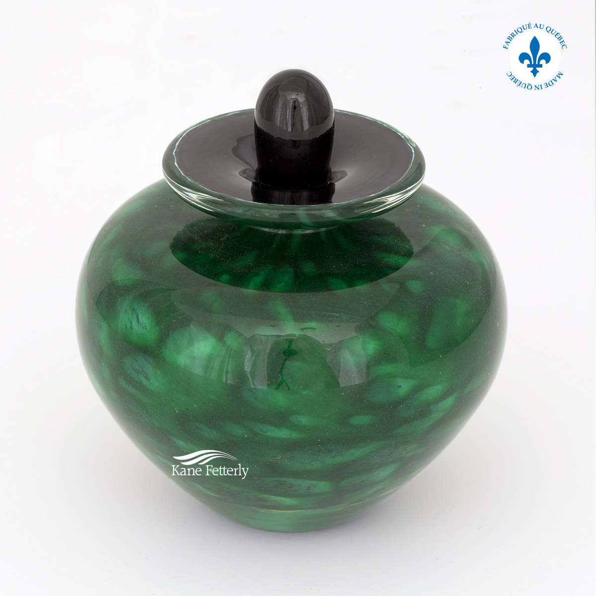 Green glass miniature urn