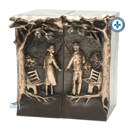 Bronze double urn with couple