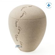 Sand urn with footprints