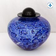 Cobalt blue hand-blown glass urn