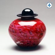 Red hand-blown glass urn