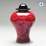 Ruby pink hand-blown glass urn