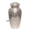 Silver brass urn with engraved floral motifs