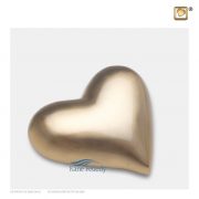Urne miniature en laiton en forme de coeur avec fini brossé doré