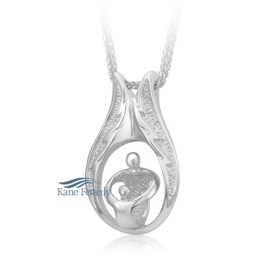Cremation pendant featuring a parent with a child.
