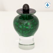 Forest green glass miniature urn
