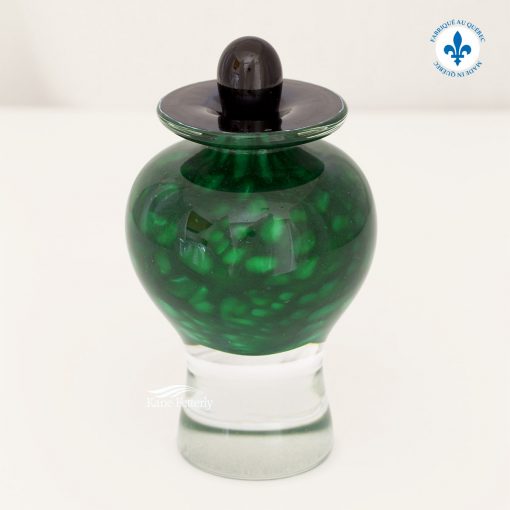 Forest green glass miniature urn