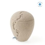 Sand miniature urn with footprints