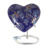 Blue cloisonné heart miniature urn with butterflies