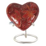 Red and orange cloisonné heart miniature urn