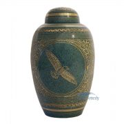 Brass urn with dove