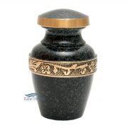Dark grey brass miniature urn with speckled finish