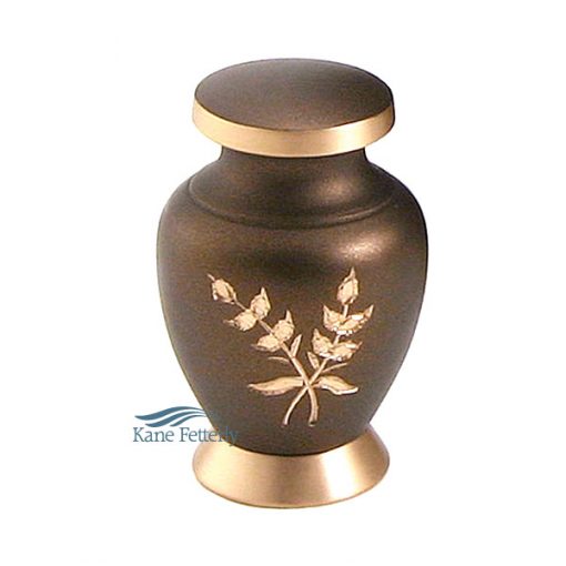 Brown miniature urn with wheat motif