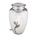 White urn with silver rose