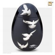 Oval urn with flying doves