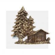 Log house ornament for urn
