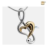 Pendant for ashes treble clef with heart
