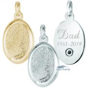 Oval cremation pendant with fingerprint